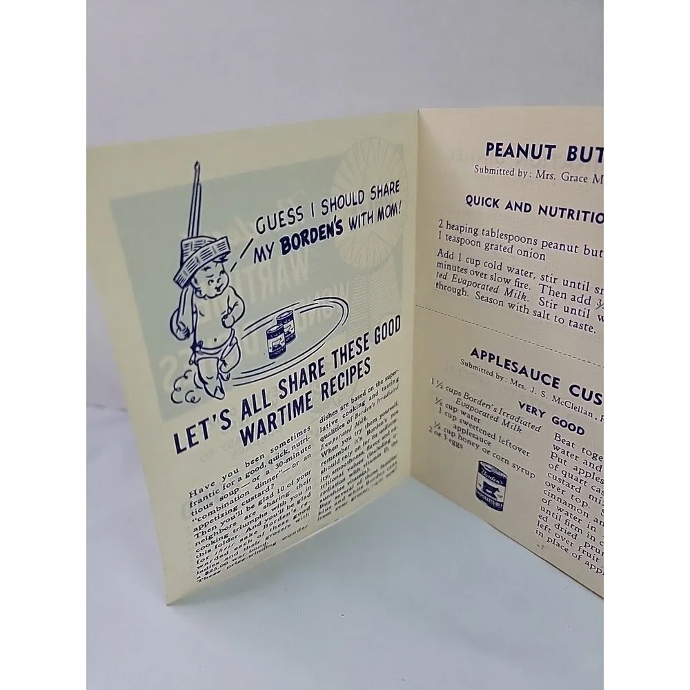 Vintage 1944 Borden’s Wartime Wonder Dishes Recipe Booklet WWII War Bond...